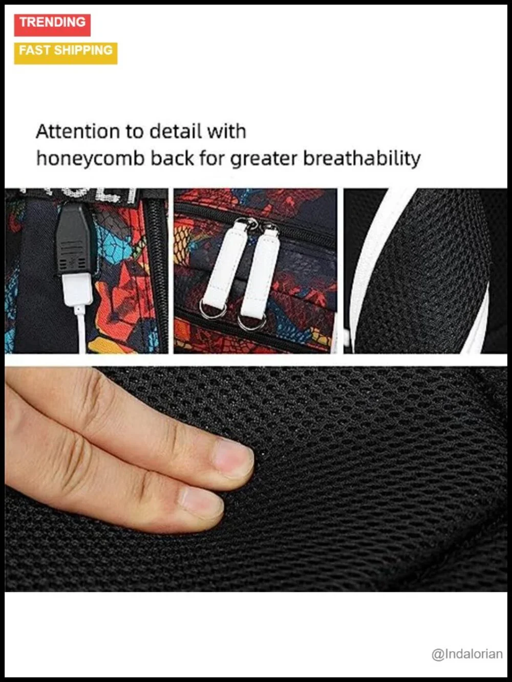 Polyester Backpack with USB Port, 15.6